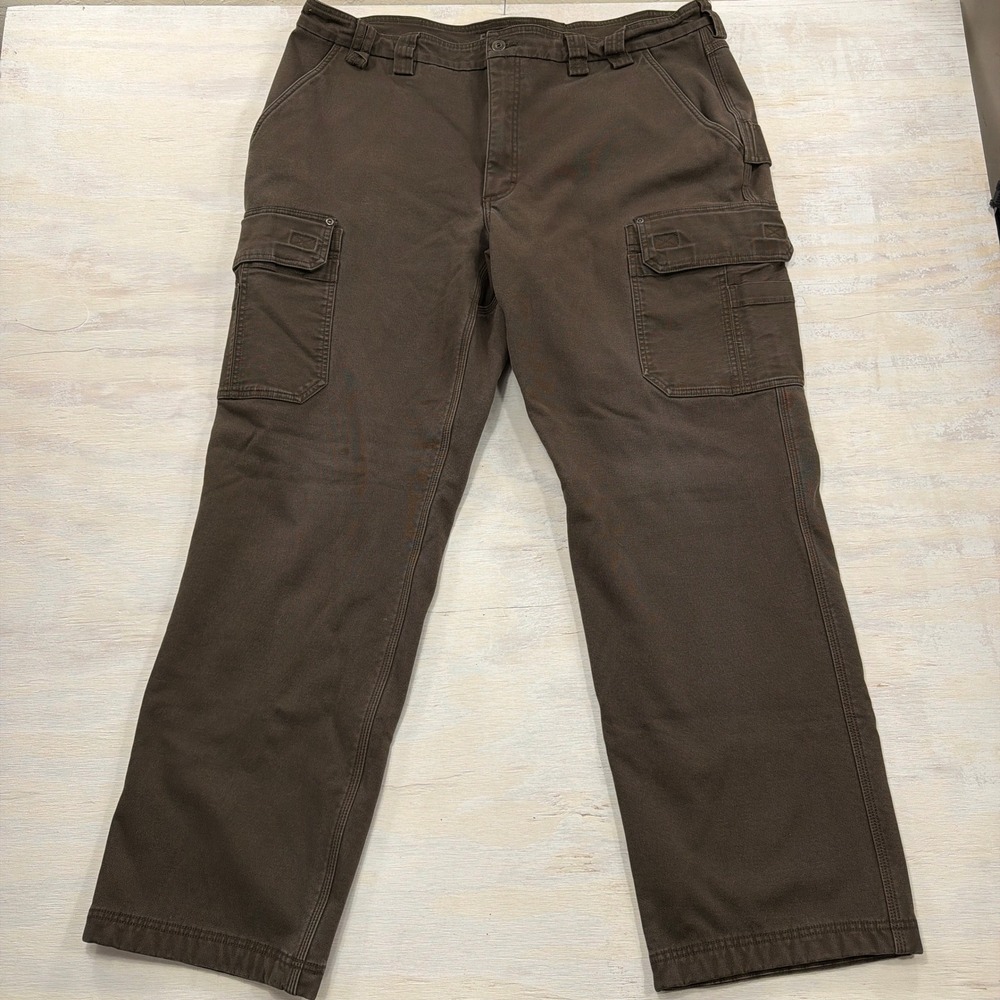 Duluth Trading Co Cargo Pants Flex Fire Hose Fleece Lined 44x34 Brown Mens